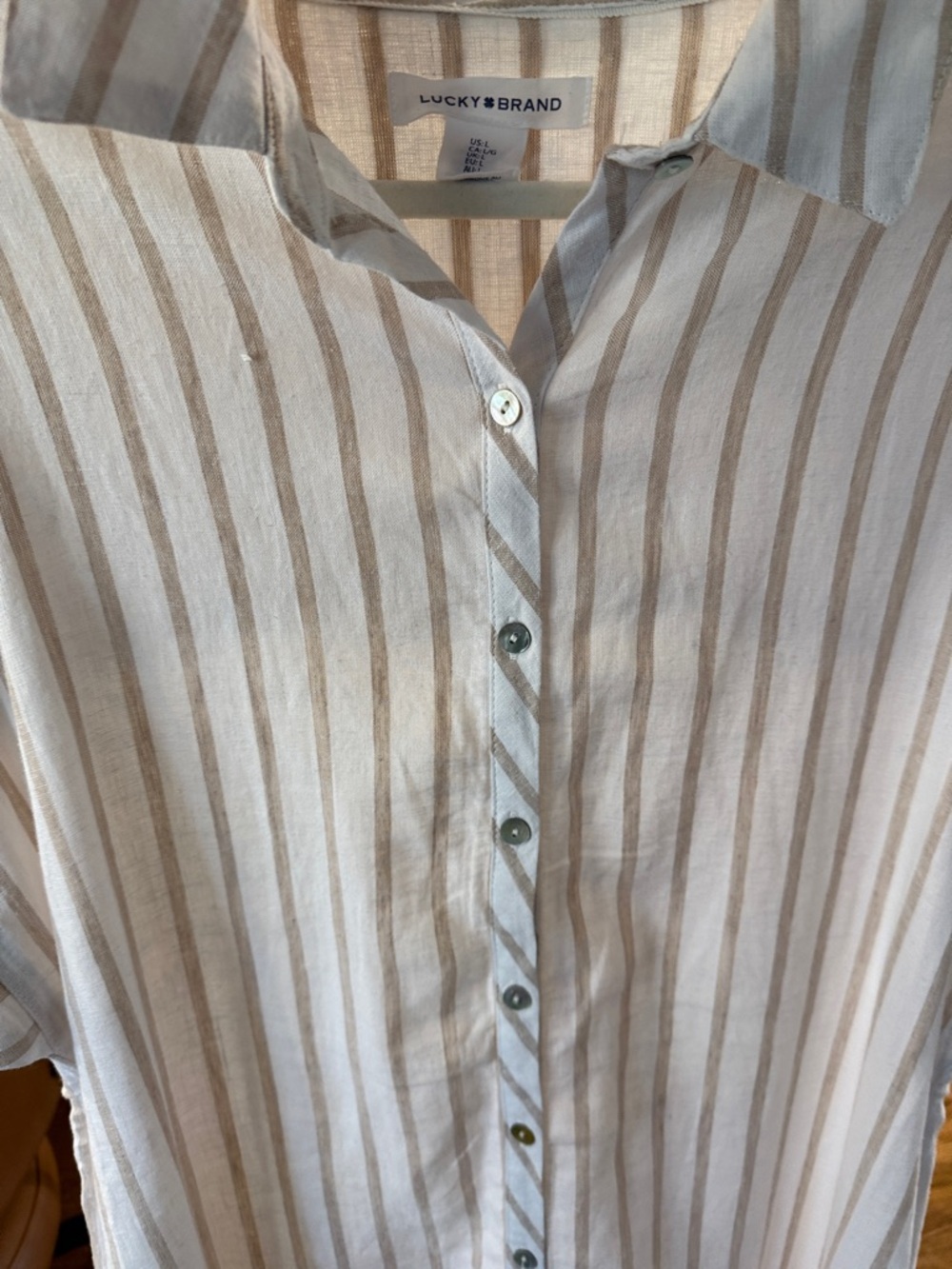 Lucky Brand Linen Striped Button-Front Dress - Picture 6 of 6